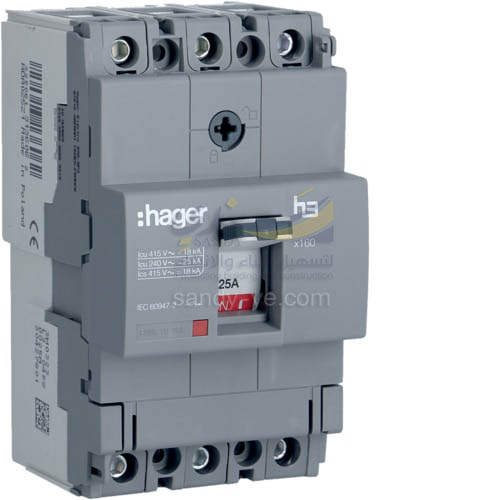 قاطع  Hager 18KA     A25    3P MCCB