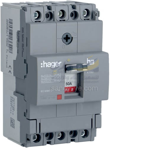 قاطع  Hager 25KA   A50    3P MCCB